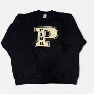 PINK Victoria's Secret Black and Cream Crewneck Sweater